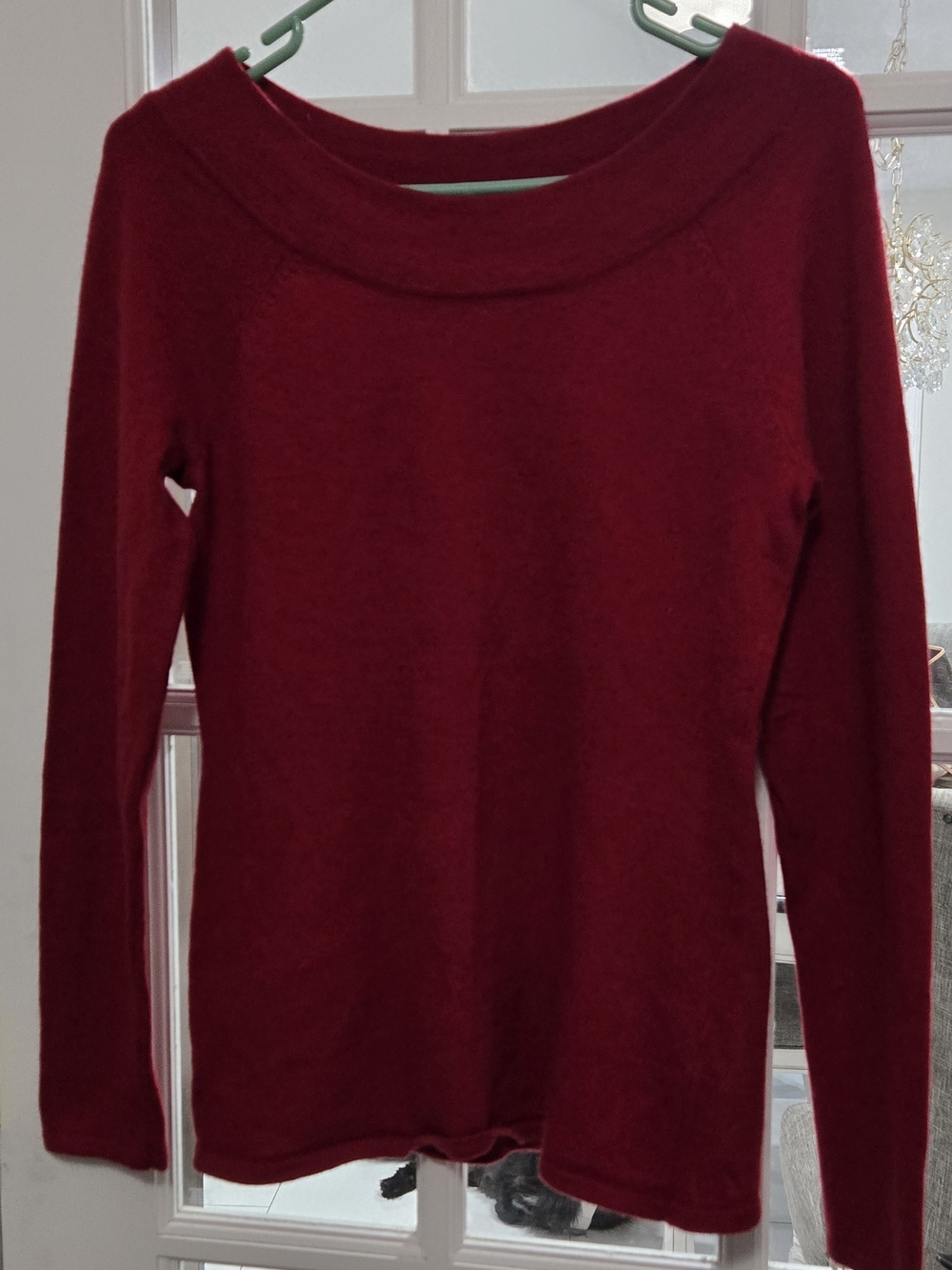 Sarah Spencer Off-the-Shoulder Long Sleeve Sweater in Deep Red